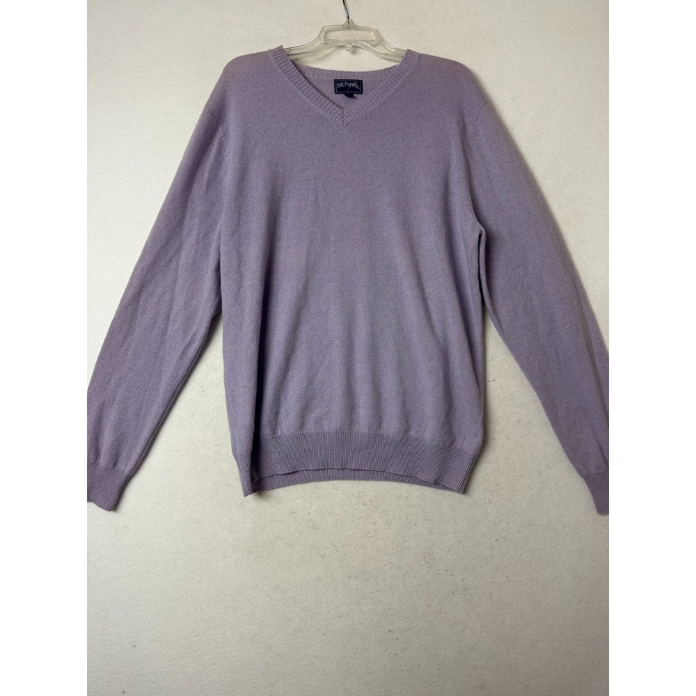 Michael's 100% Cashmere V-Neck Sweater Lavender Purple Long Sleeve Large